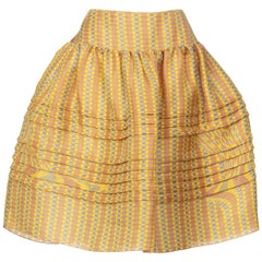 2008 Prada Fairy Runway Yellow Printed Silk Organza Skirt