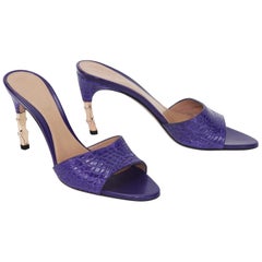 Tom Ford for Gucci Genuine Crocodile Purple Bamboo Heeled Shoes 6 B