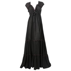 Radley black gauze maxi dress with pink stitching, 1970s