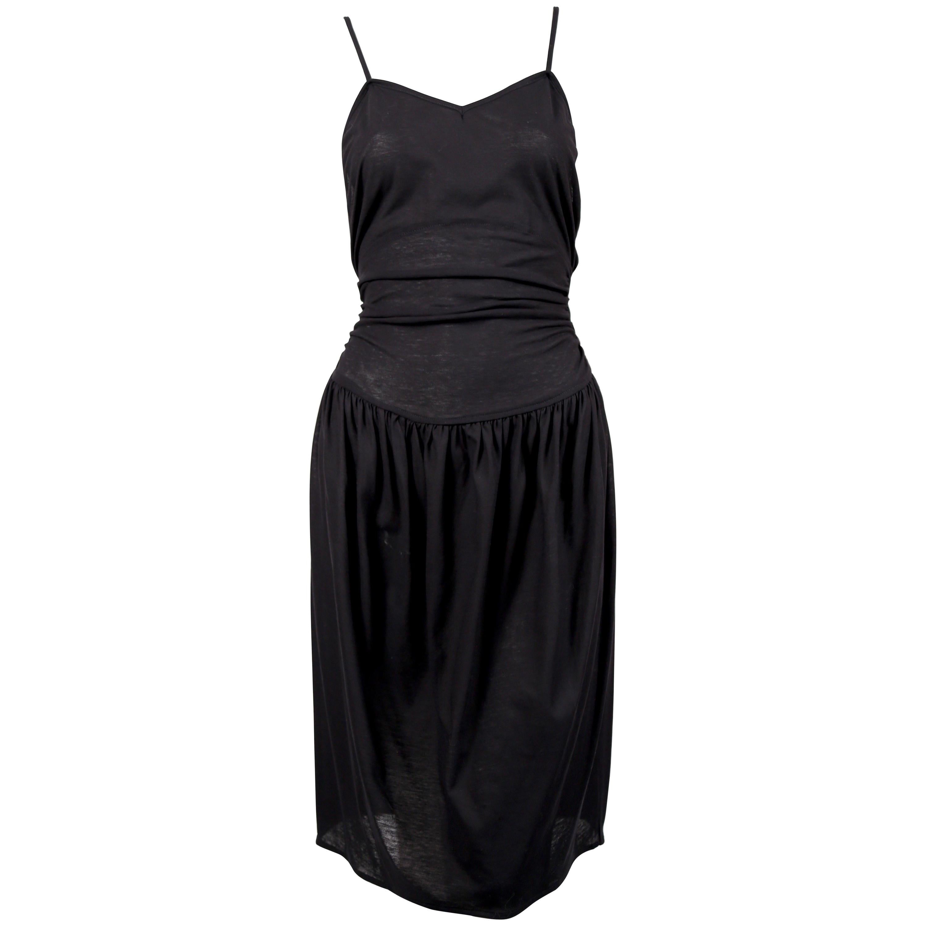1990's CERRUTI 1881 black shirred cotton dress For Sale