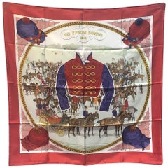 Hermes Vintage On Epsom Downs Silk Scarf, circa 1970s in Red
