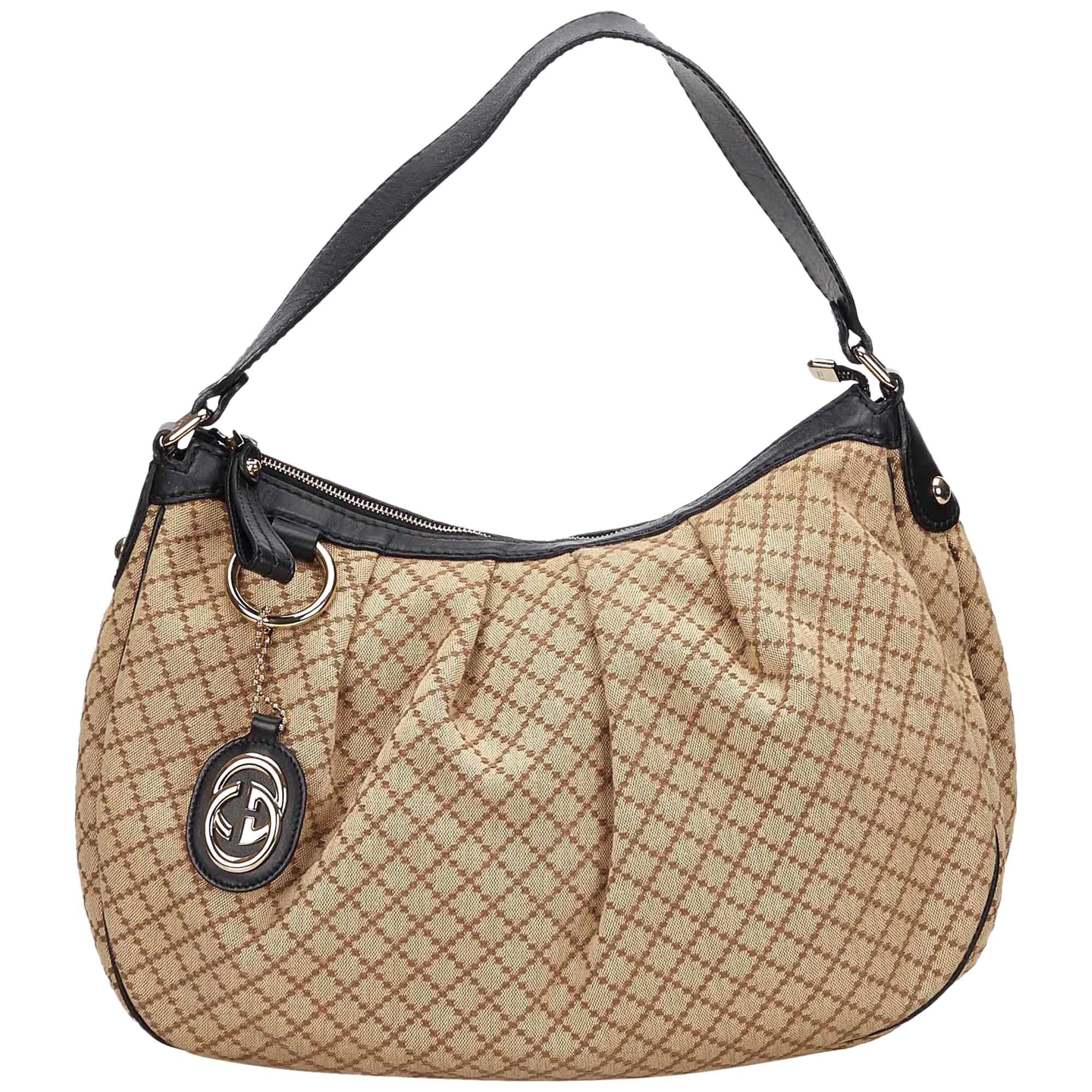 Gucci Brown x Black Diamante Sukey Shoulder Bag