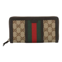 Gucci Web Zip Around Wallet GG Coated Canvas