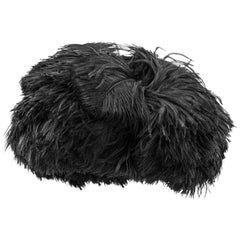 Vintage 1950s Yves Saint Laurent for Christian Dior Black Feather Hat