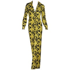 Yellow & Black Yigal Azrouel Printed Silk Jumpsuit