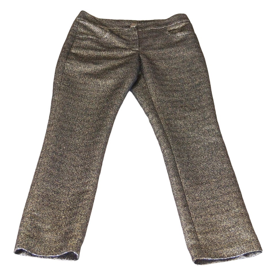 Chanel 12A Metallic Bronzed Gold and Black Tweed Fabulous Pant 38 / 4 New For Sale