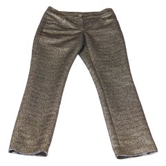 Chanel 12A Metallic Bronze Gold und Schwarz Tweed fabelhafte Hose 38 / 4 Neu