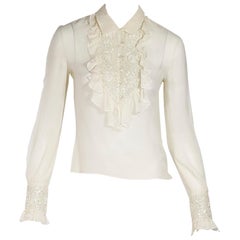 Cream Valentino Silk Chiffon Blouse