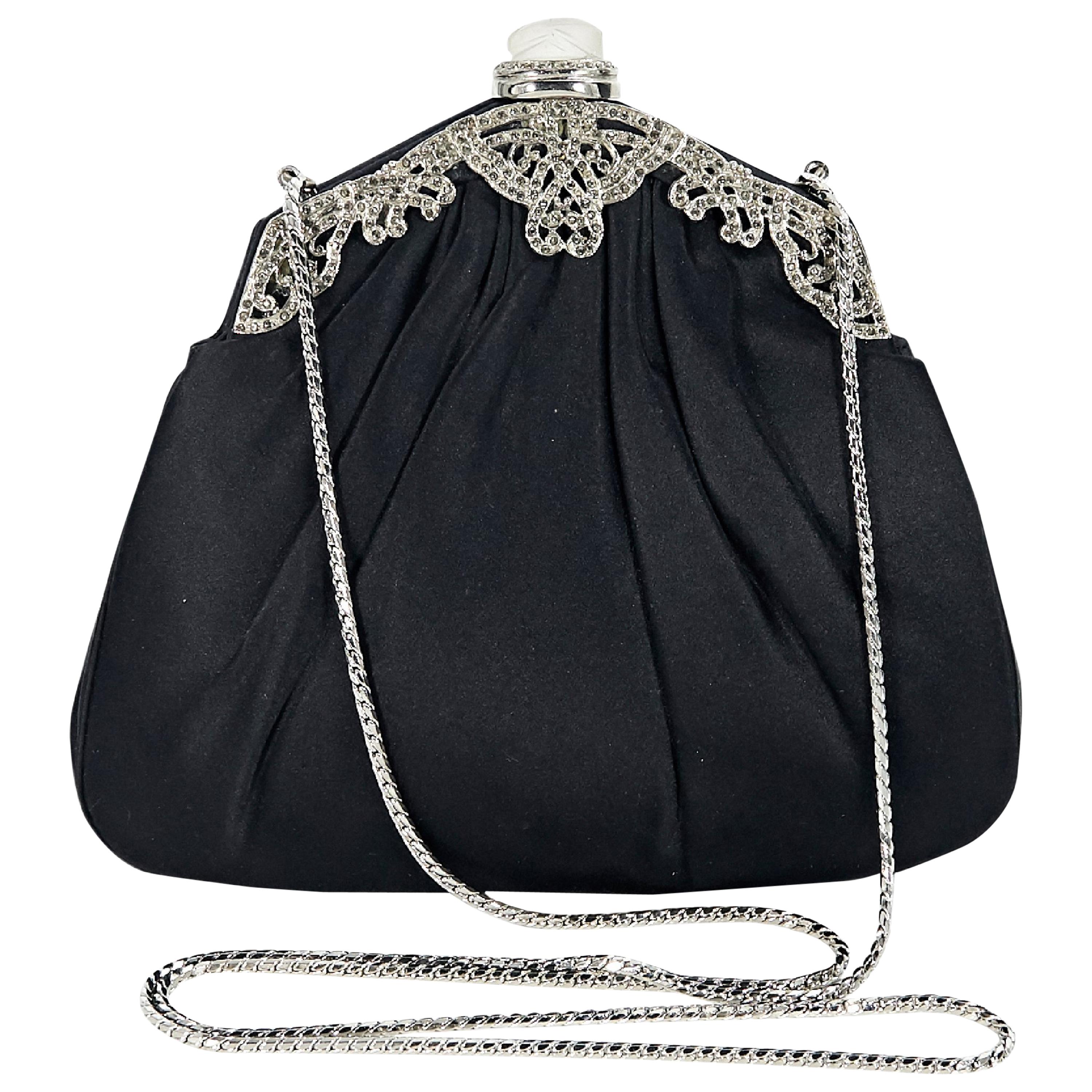 Black Judith Leiber Satin Evening Bag