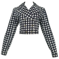 Vintage Iconic Azzedine Alaia 1991 Black & White Denim 'Tati' Jacket 