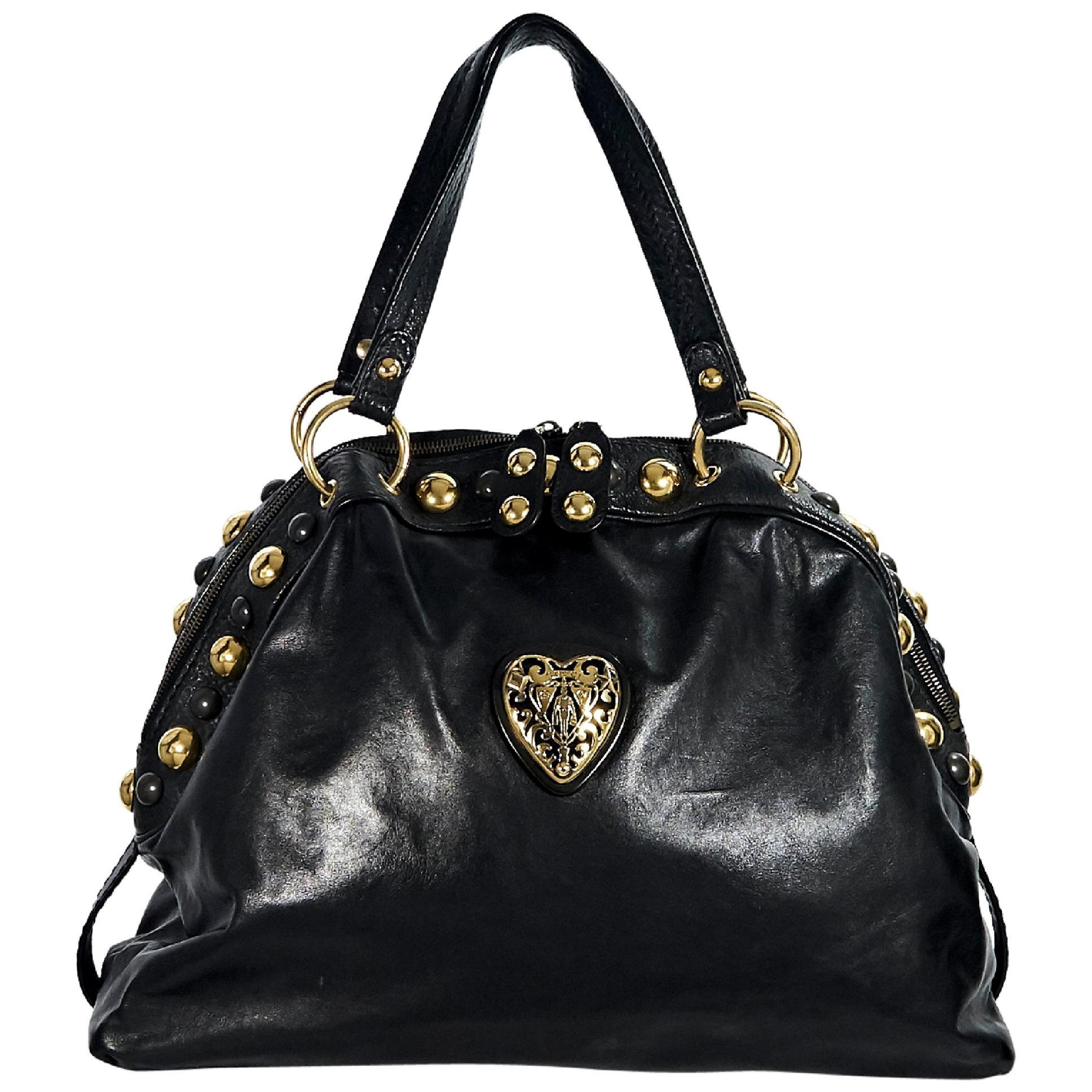 Black Vintage Gucci Studded Babouska Tote Bag