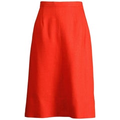 1962 B.H. Wragge Retro Red Woven Linen/ Silk Pencil Skirt