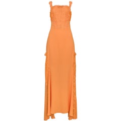 Vintage Gianni Versace Apricot Lace Runway Gown 1997