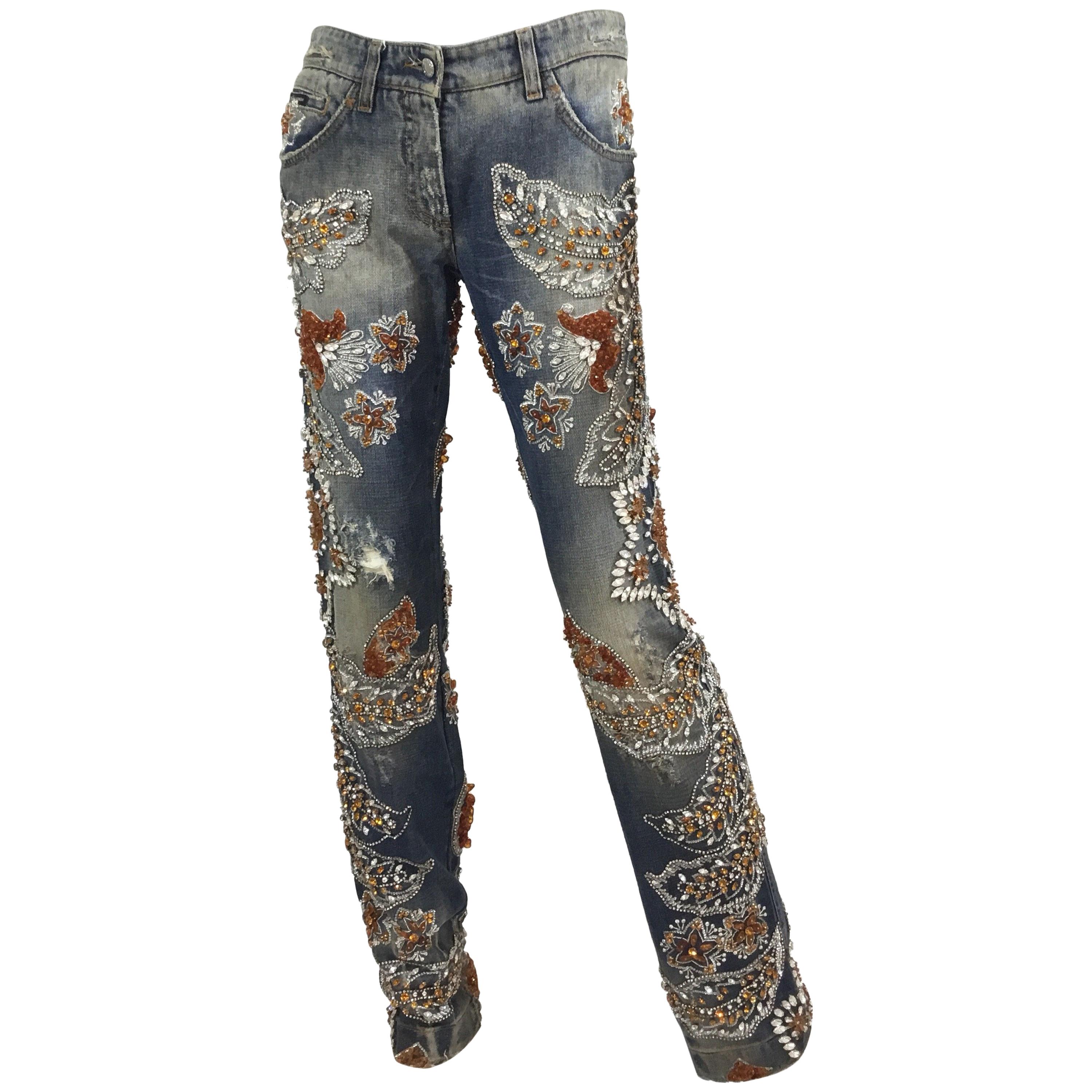 Dolce and Gabbana Heavily Embellished Jeans Spring 2005 Runway at 1stDibs