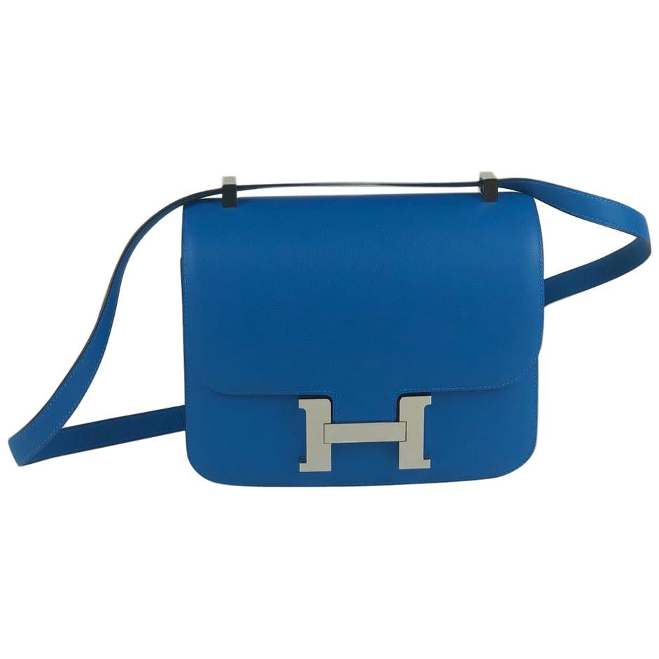 Hermes Blue Hydra Evercolor Phw Constance 24 Bag 