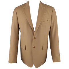 Vintage BALENCIAGA 42 Tan Wool Blend Two Button Single Breasted Sport Coat / Jacket