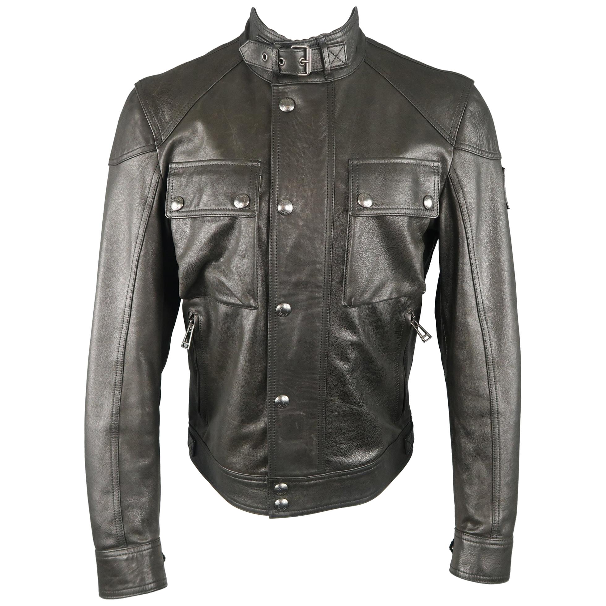 BELSTAFF 38 Black Leather Racemaster 'Gangster 2.0' Leather Jacket / Coat