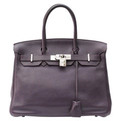 Hermes Togo Purple Leather Birkin 30 cm Bag