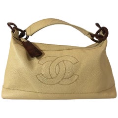 Chanel Beige Caviar Leather Shoulder Bag