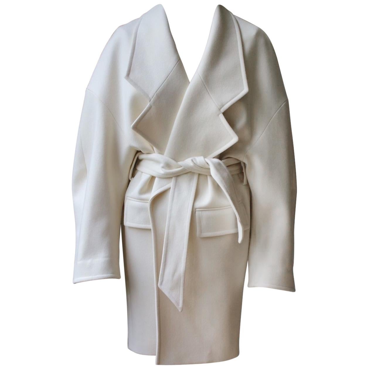Balmain Winter White Wool Coat 