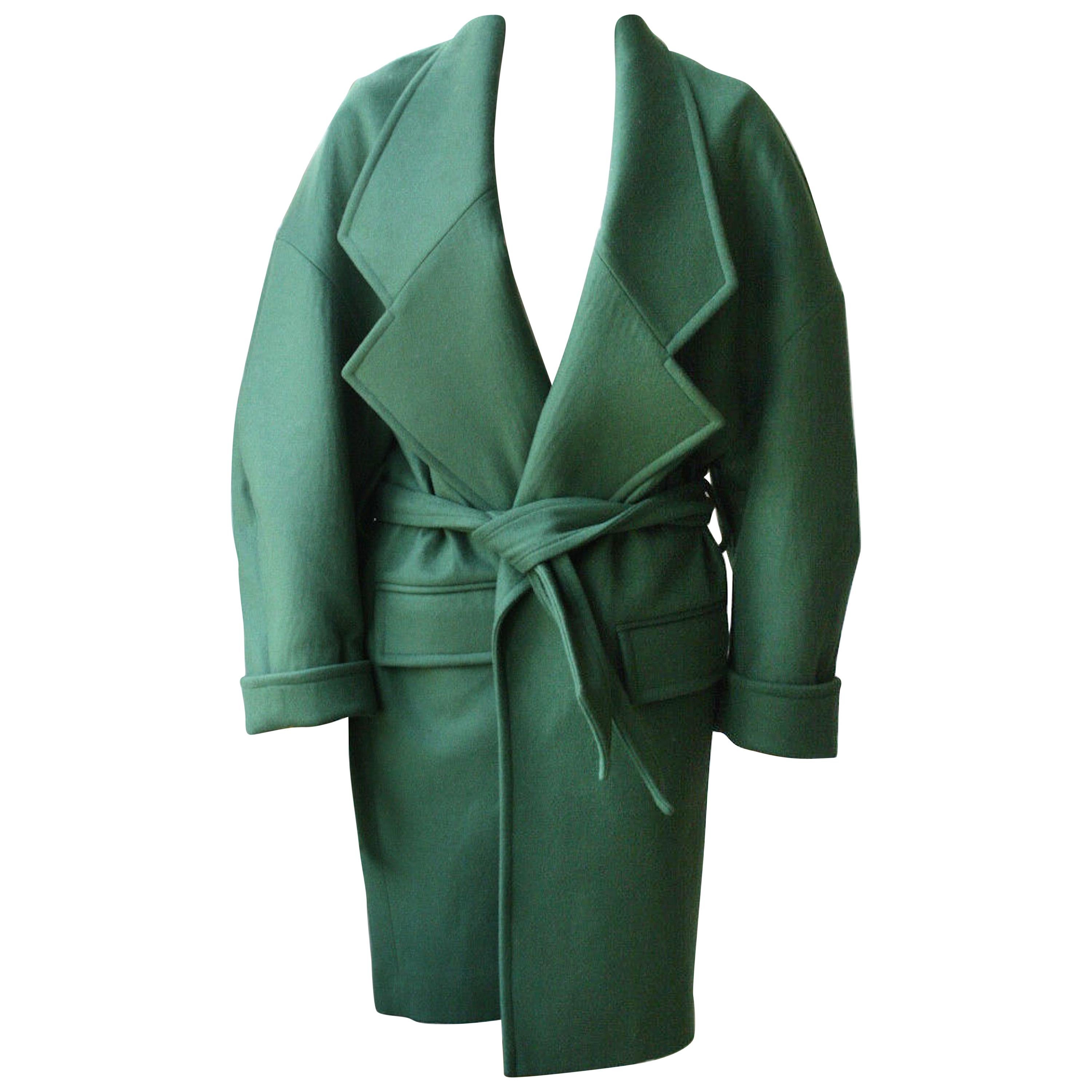 Balmain Green Wool Coat 