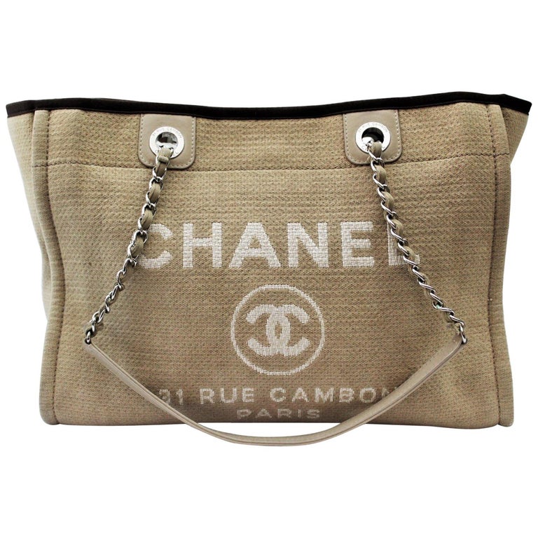 Chanel Brown Canvas Deauville Small Tote Bag at 1stDibs