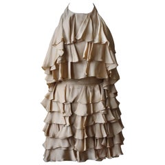 Balmain Ruffle Silk Charmeuse Dress