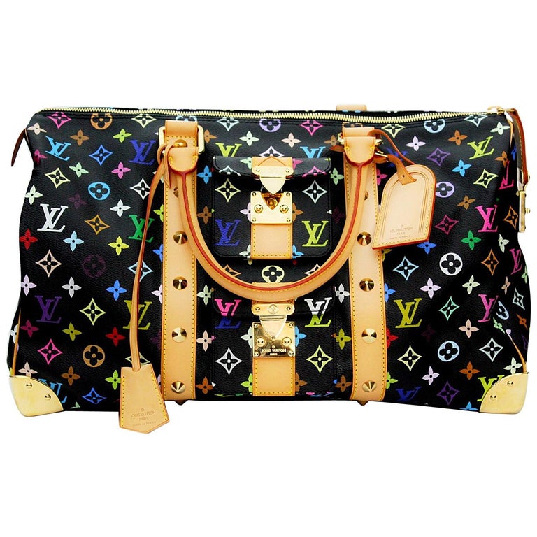 Louis Vuitton Black Monogram Multicolore Keepall 45 Bag at 1stDibs