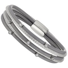 Silver Neoprene with White Sapphire Bracelet
