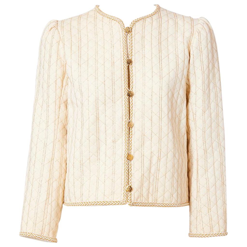 Yves Saint Laurent Ivory Quilted Jacket with Lurex