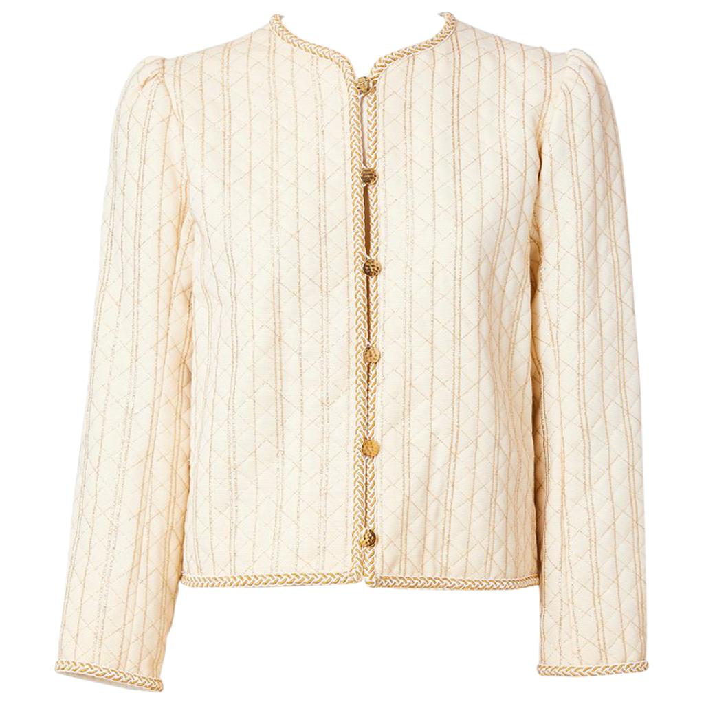 Yves Saint Laurent Ivory Quilted Jacket with Lurex