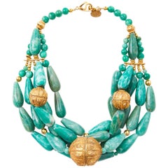 Yves Saint Laurent RIve Gauche Multi Strand Jadeite Necklace