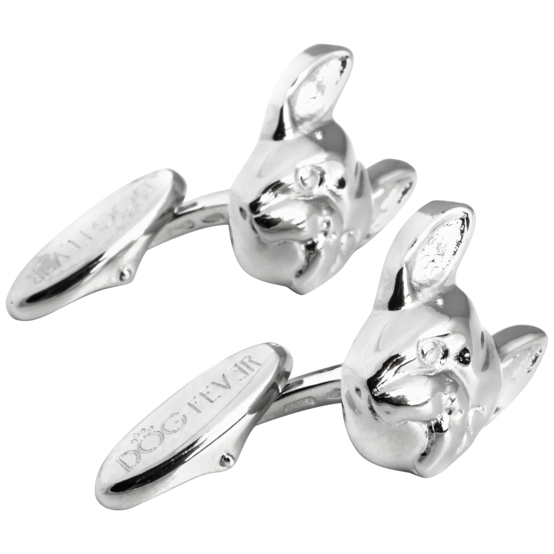 French Bulldog Sterling Silver Cuff Links For Sale