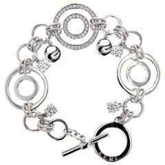 Silver Rhodium Palladium Plating Swan Charm Bracelet