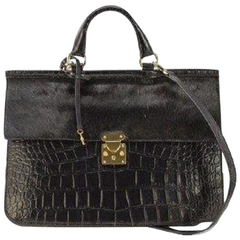 Genuine Leather Black Briefcase Style Lady Bag For Sale at 1stDibs