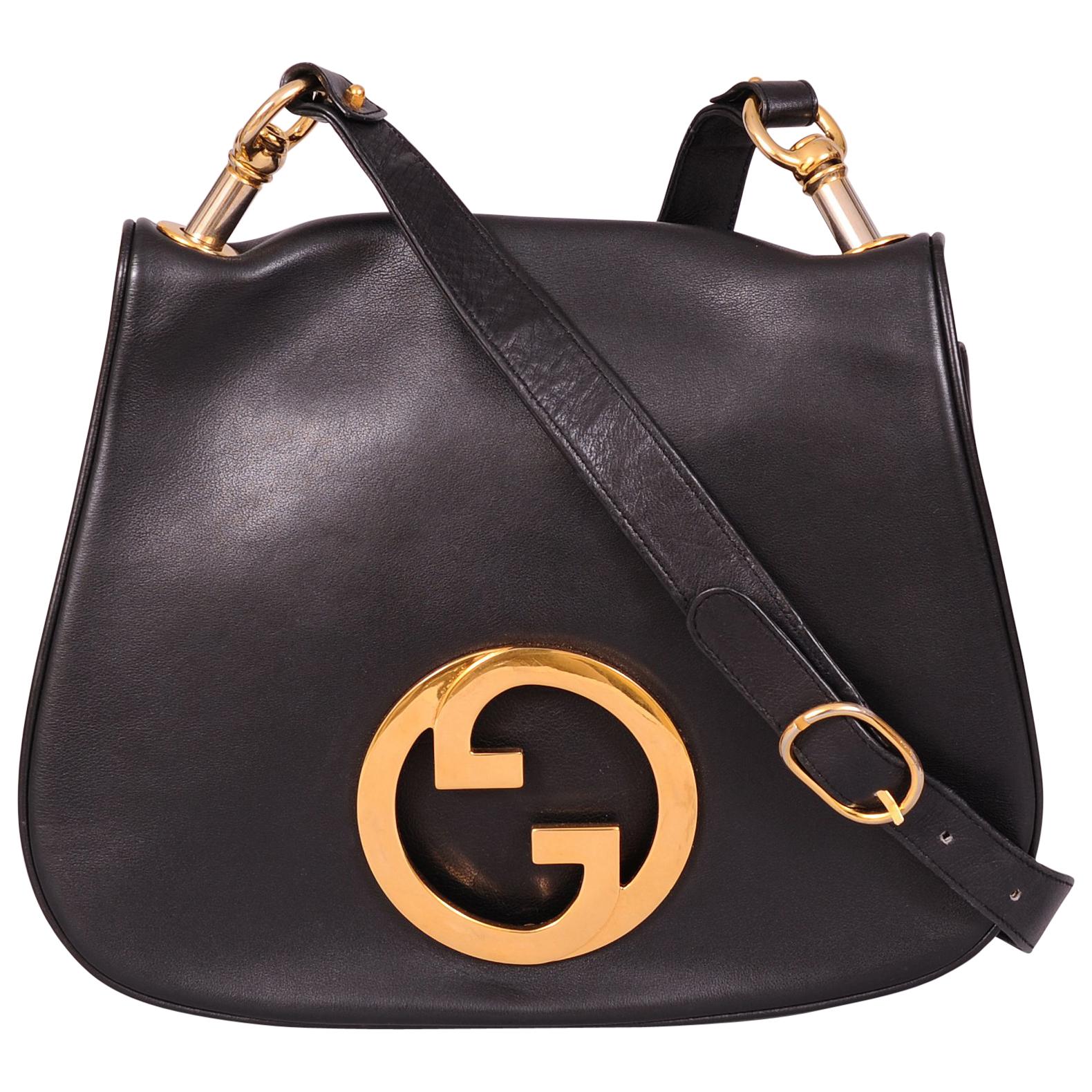 Gucci Black Leather Blondie Shoulder Bag, 1970s 