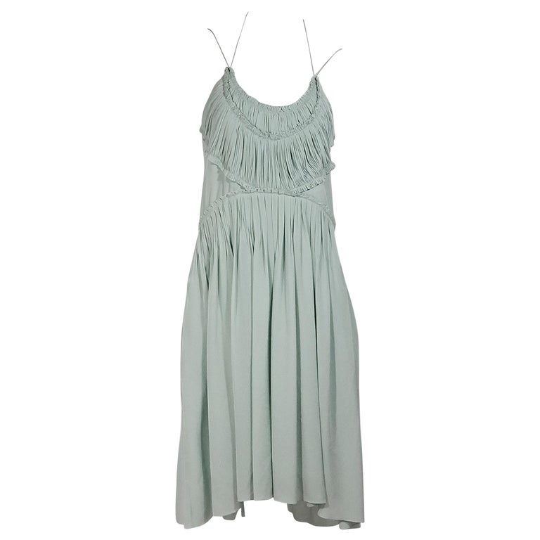 Mint Green Chloe Pleated Silk Dress For Sale at 1stDibs