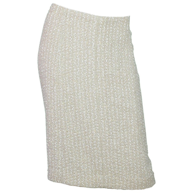Chanel Beige Tweed Skirt Sz FR48 For Sale at 1stDibs | mini skirt in ...