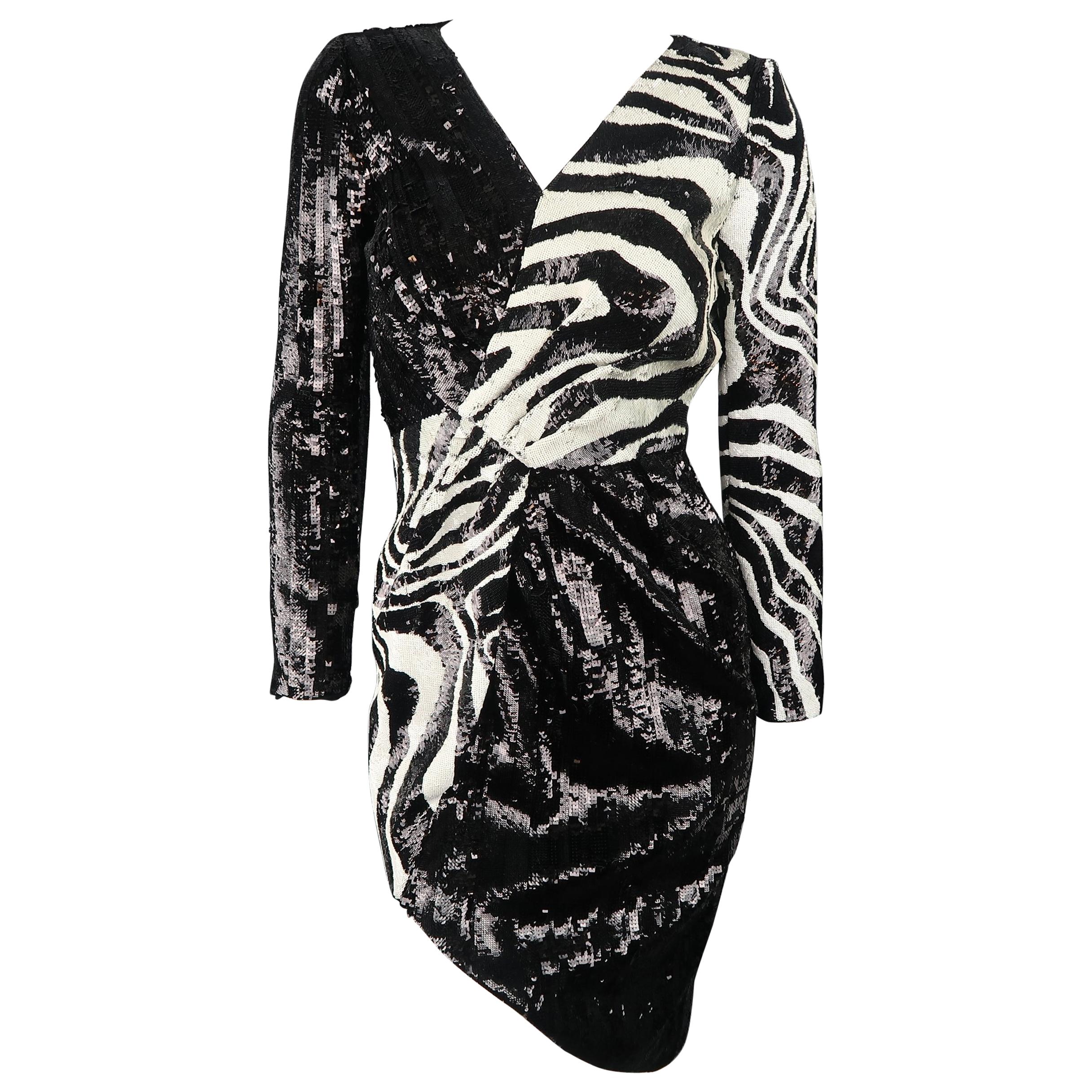 Saint Laurent Black Zebra Print Sequin Cocktail Dress, Fall 2015 Retailed $18k  