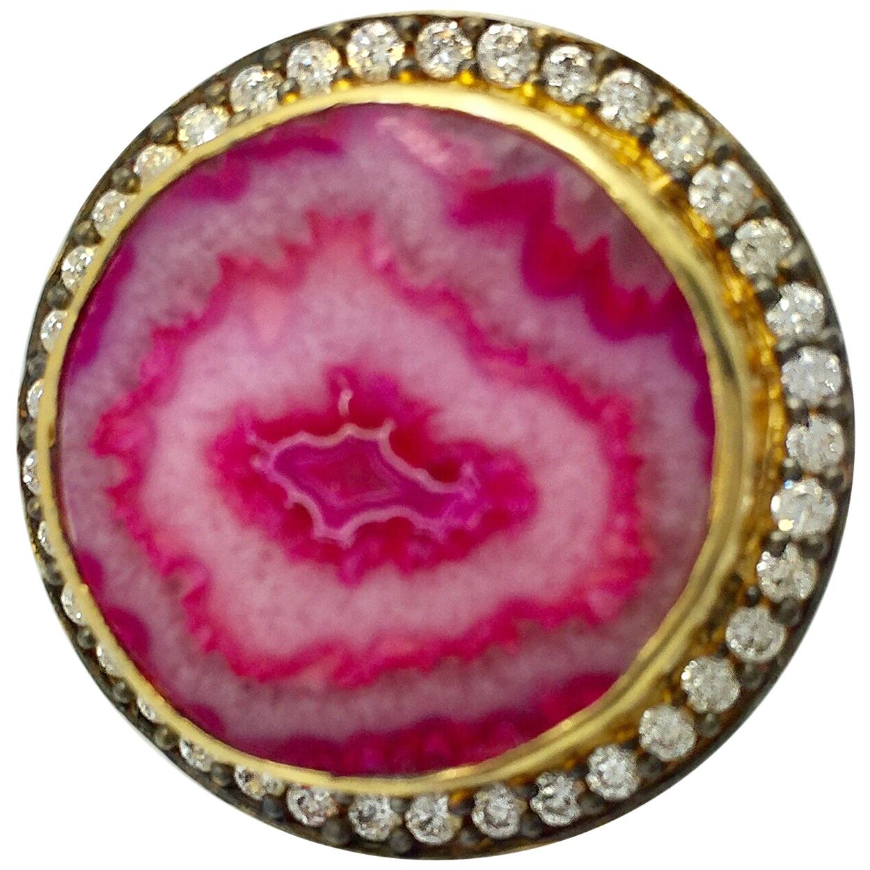 Geode Round Druzy Fuchsia Ring