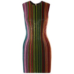 Balmain Beaded Stripe Mini Dress