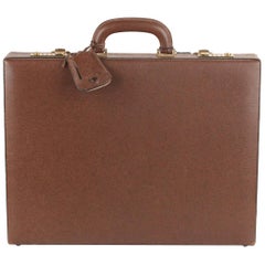 Gucci Vintage Tan Leather Hard Side Briefcase Work Bag