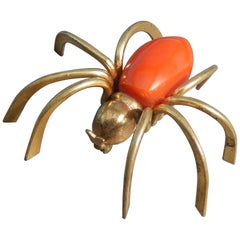 Vintage Chunky Cherry Red Bakelite Spider Pin