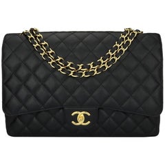 Chanel Black Caviar Maxi Double Flap Bag with Gold Hardware, 2011