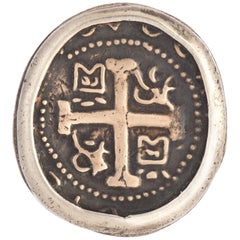 Sterling and Bronze Greek Cross Coin Ring