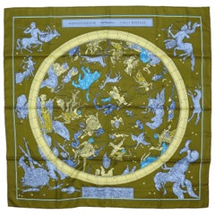 Hermes by Loic Dubigeon Hemisphaerium Coeli Boreale Vintage Silk Carre Scarf 