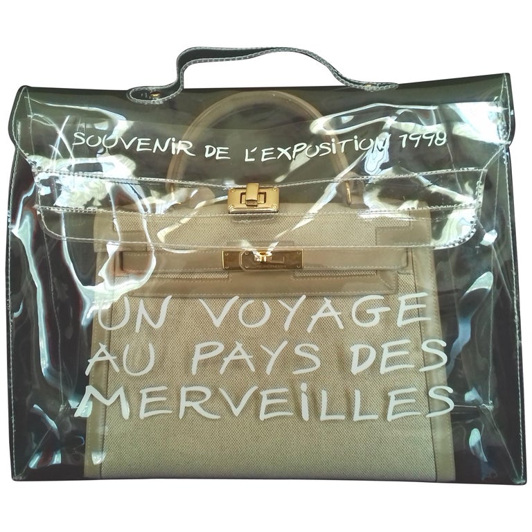Hermès See-Through Kelly Clear Plastic Vinyl Bag 1998 40 cm Collector Rain Cover For Sale at 1stdibs