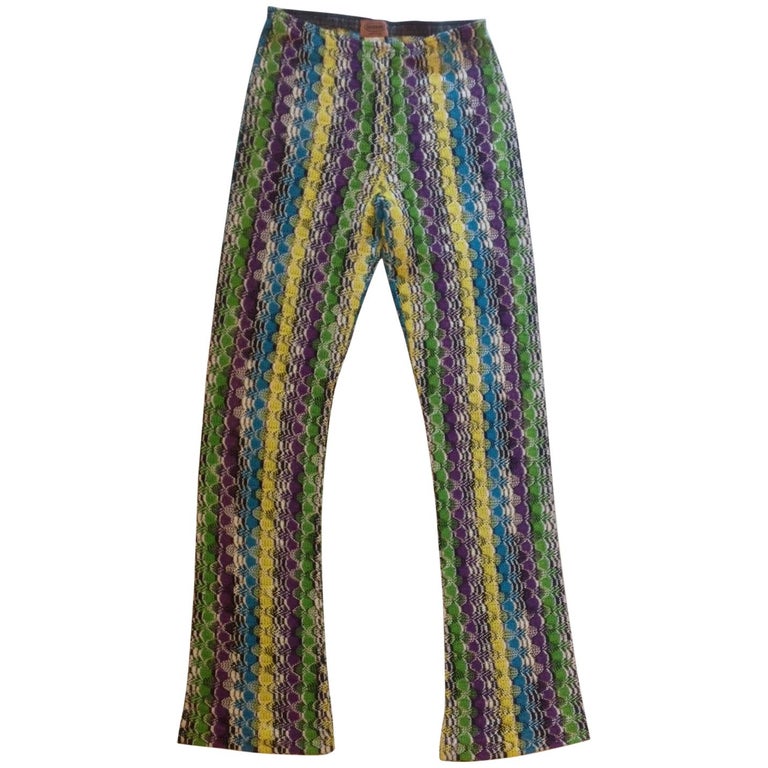 Missoni vintage, exclusive wave lace fabric, pant boots, S/M. For Sale