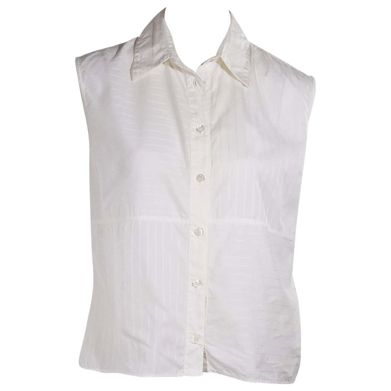 White Vintage Chanel Sleeveless Blouse For Sale at 1stDibs