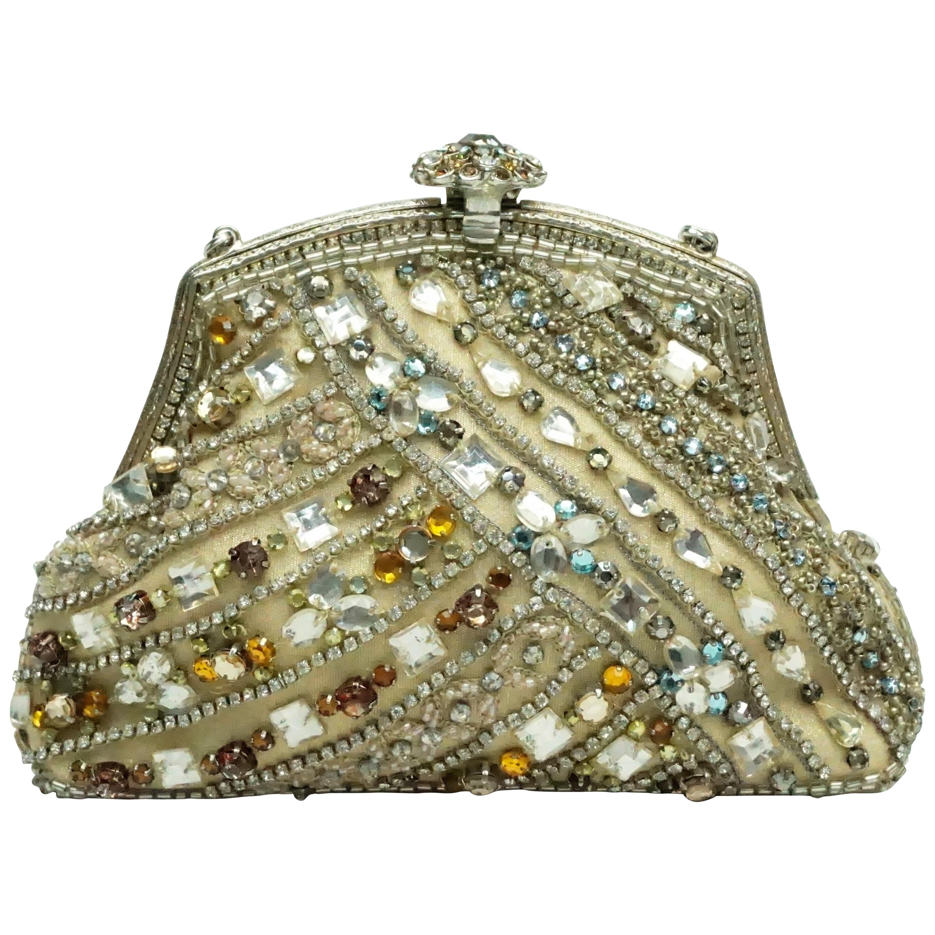 Larisa Barrera Gold and Metallic Jeweled Evening Bag